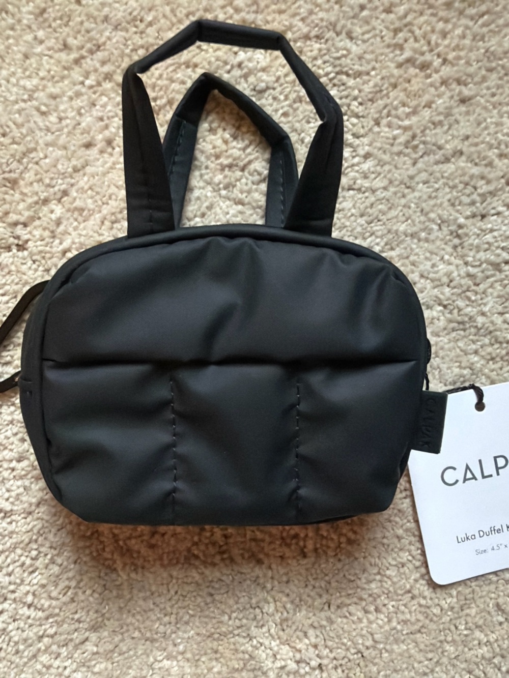 CALPAK Luka Duffel Key Pouch Matte Black Padded Top Handle Zipper